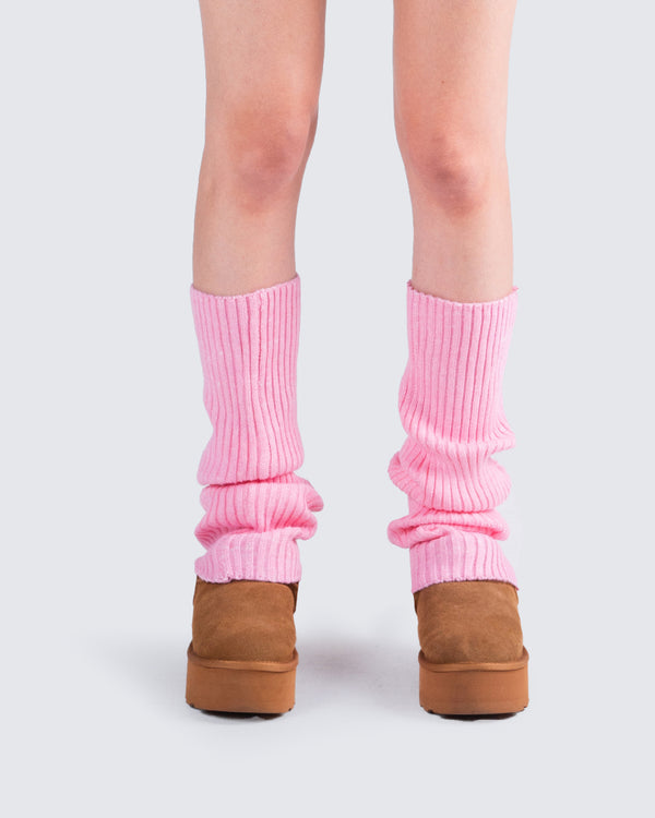 Finesse Pollie Pink Ribbed Leg Warmer