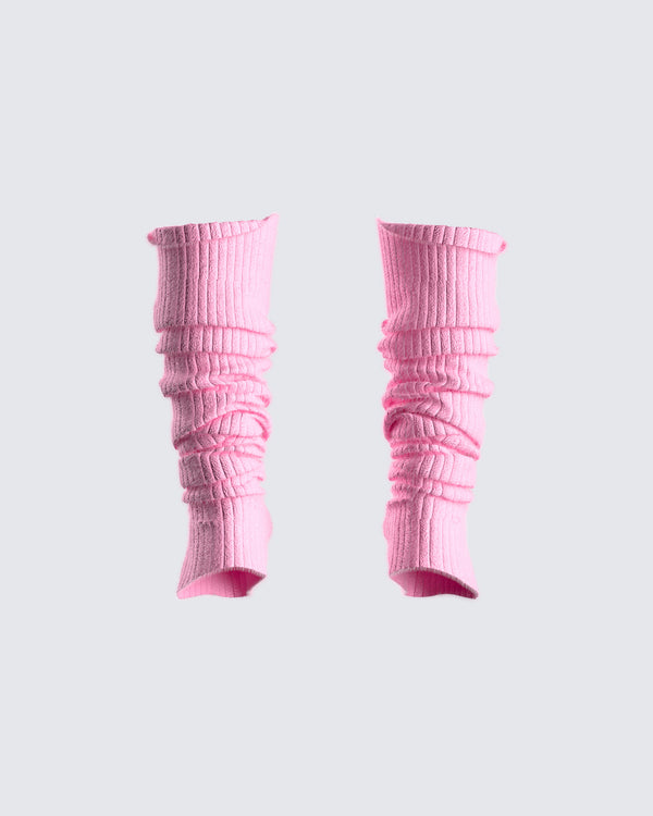 finesse Pollie Pink Ribbed Leg Warmer