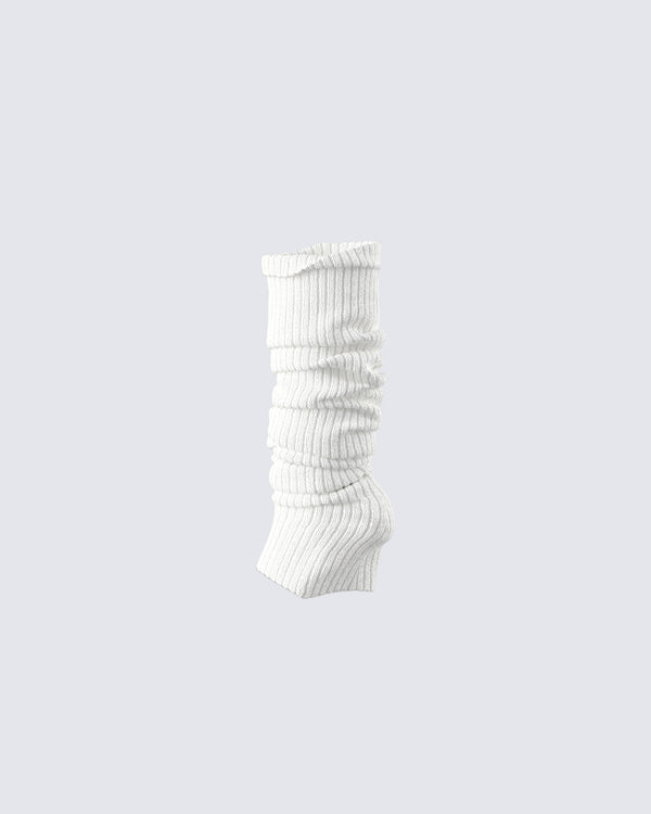Finesse Pollie White Ribbed Leg Warmer