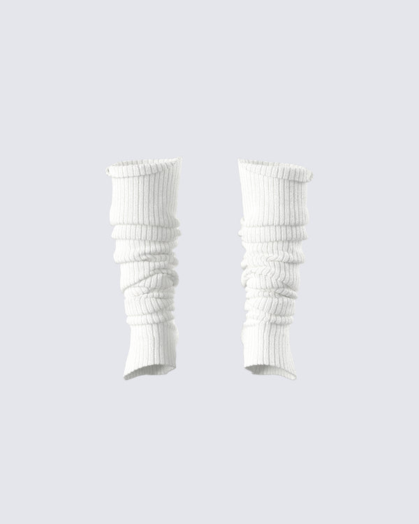 finesse Pollie White Ribbed Leg Warmer