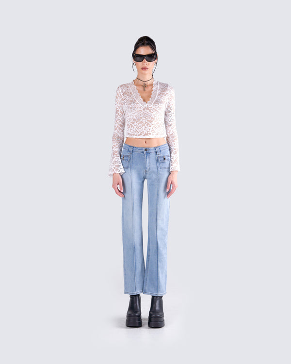 Finesse Priya White Lace Top