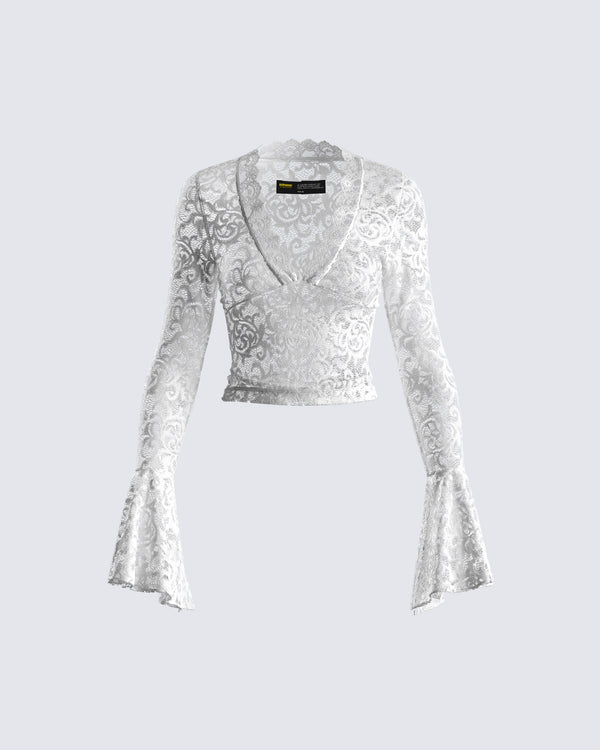 finesse Priya White Lace Top