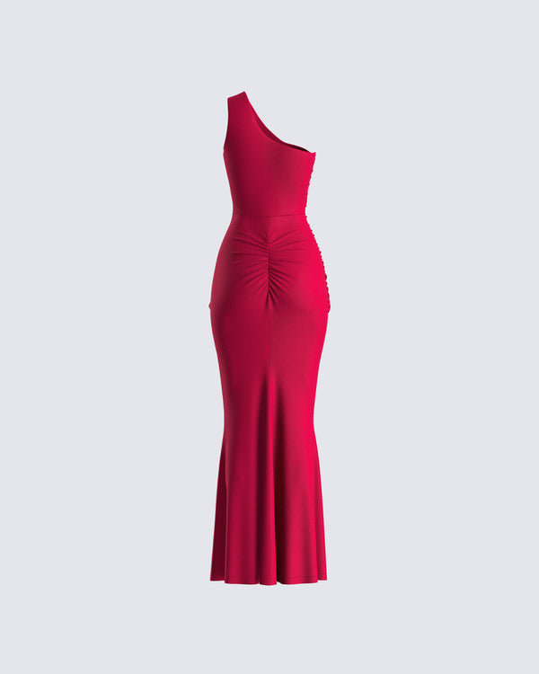 Finesse Prue Red Jersey One Shoulder Dress