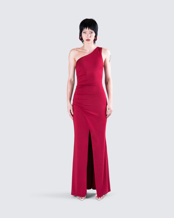 Finesse Prue Red Jersey One Shoulder Dress