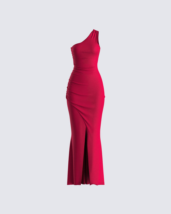 finesse Prue Red Jersey One Shoulder Dress