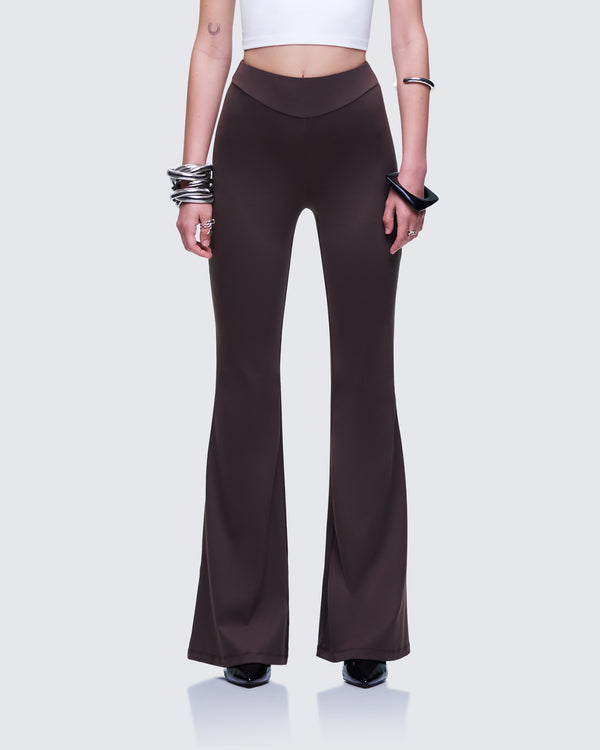 Finesse Quintessa Brown Ruched Back Flare Pants