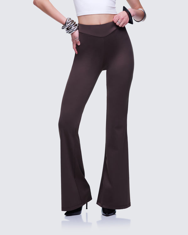 Finesse Quintessa Brown Ruched Back Flare Pants