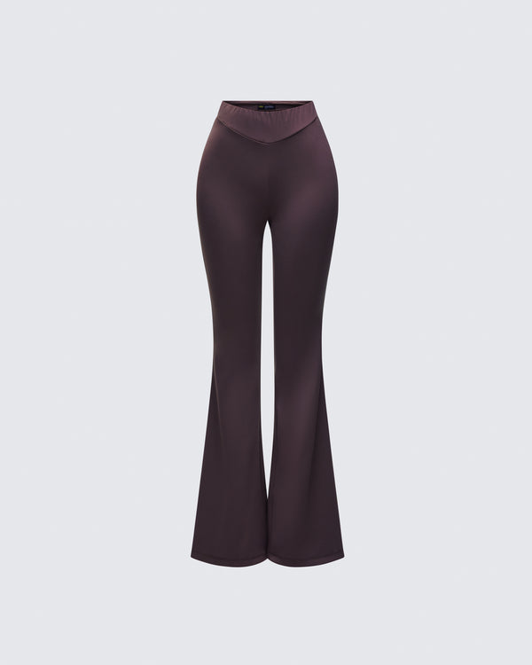 finesse Quintessa Brown Ruched Back Flare Pants