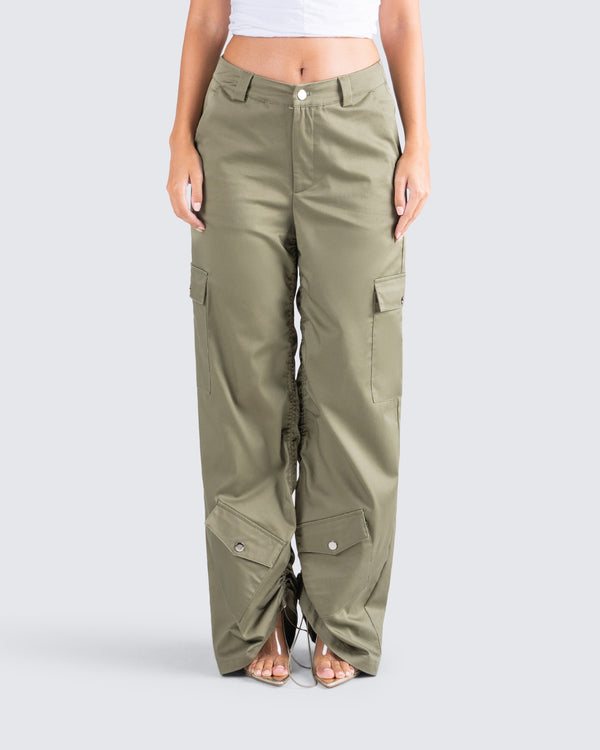 Finesse Rachel Olive Cargo Pant