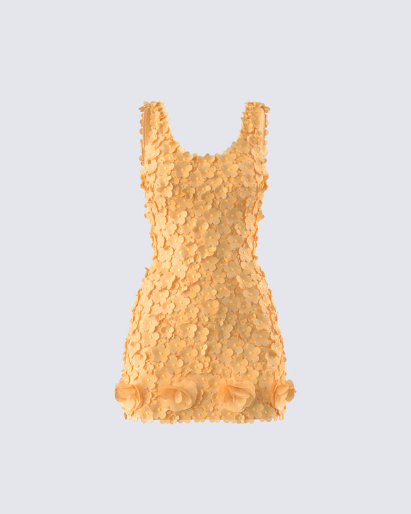 finesse Raelyn Orange Petal Mini Dress