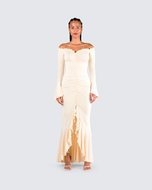 Finesse Rafella Yellow Off Shoulder Dress