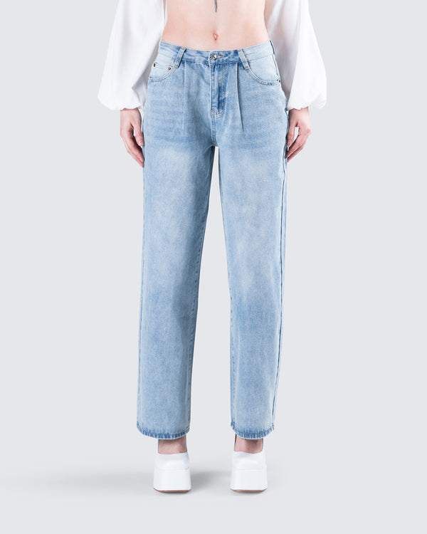 Finesse Rahel Blue Denim Pleat Jean