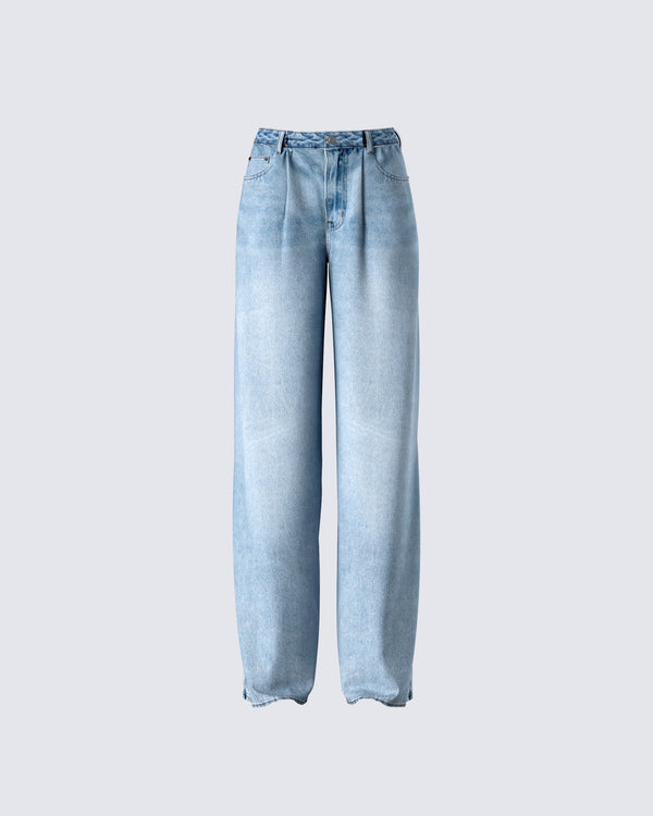 finesse Rahel Blue Denim Pleat Jean