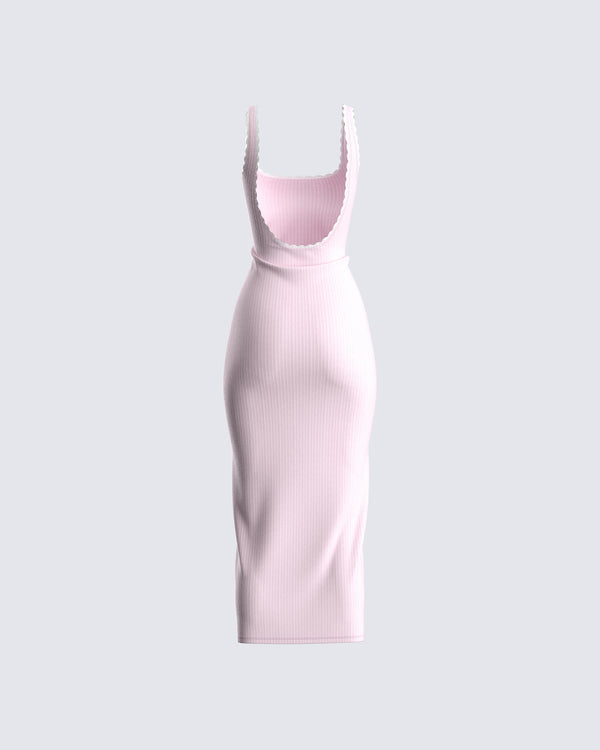 Finesse Rai Pink Rib Knit Midi Dress