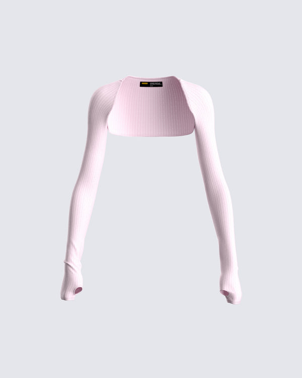 finesse Rai Pink Rib Knit Shrug