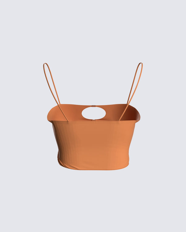 Finesse Raina Brown Cut Out Top