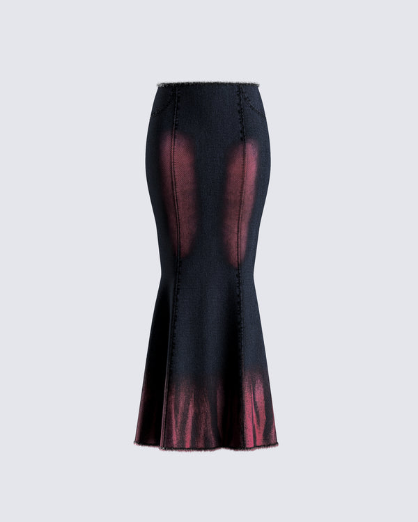 finesse Raine Black Washed Maxi Skirt