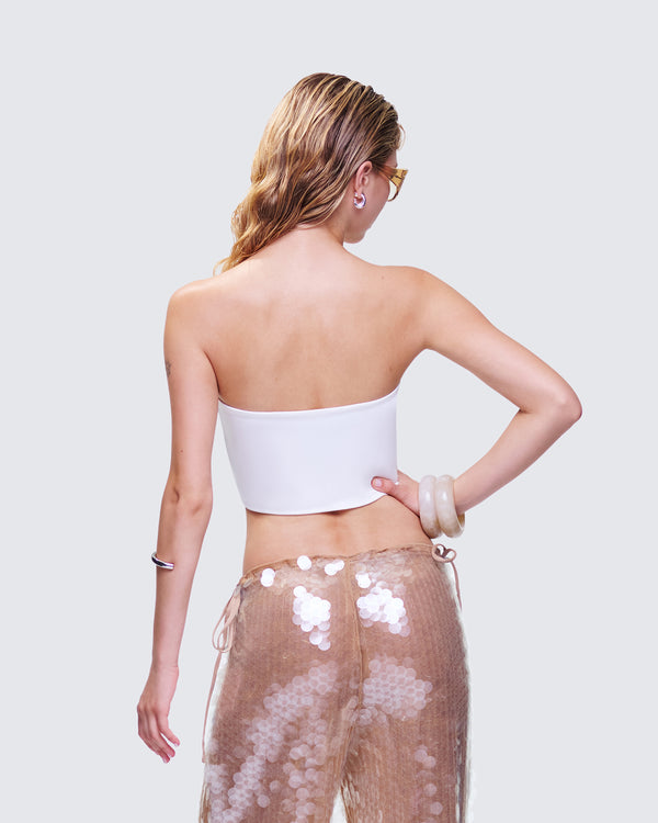 Finesse Reese White Jersey Strapless Top