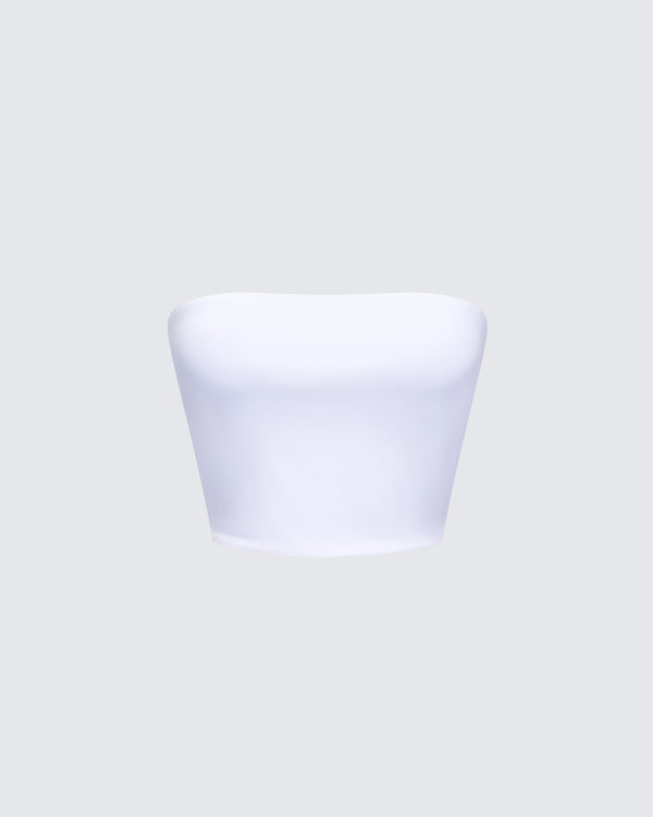 finesse Reese White Jersey Strapless Top