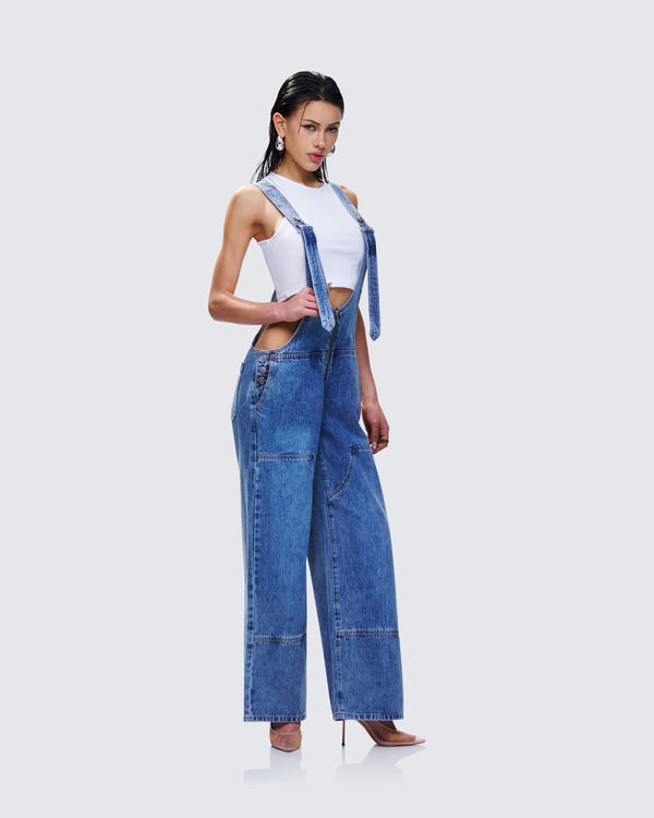 Finesse Reeva Blue Denim Overalls