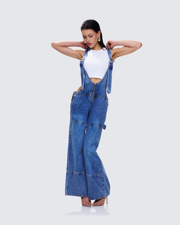 Finesse Reeva Blue Denim Overalls