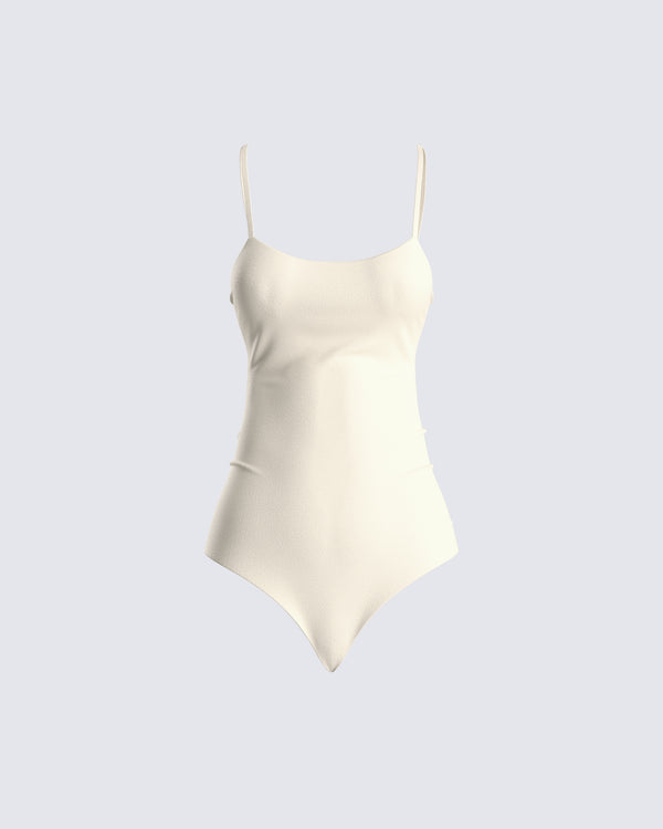 finesse Regina Beige Knit Cami Bodysuit