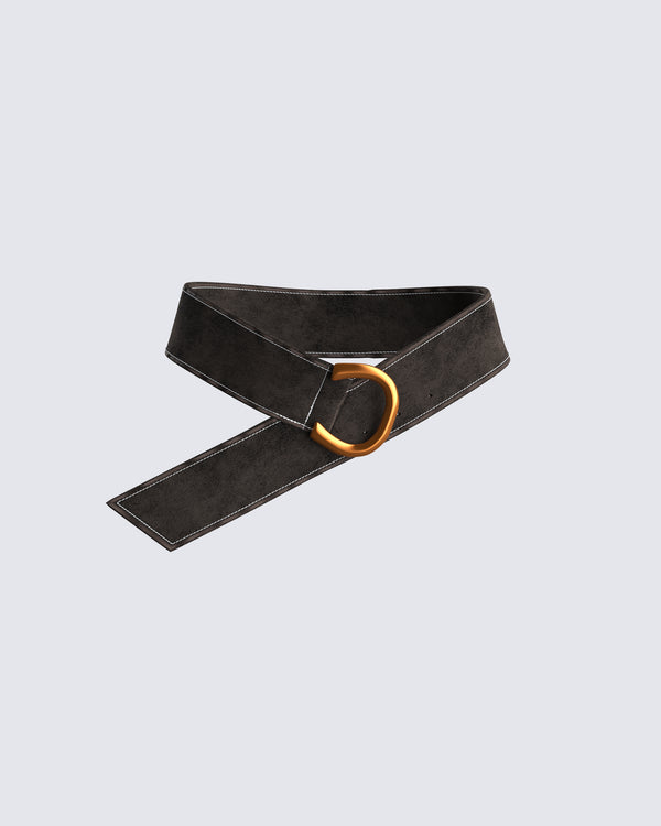 finesse Rejina Brown Faux Suede Belt