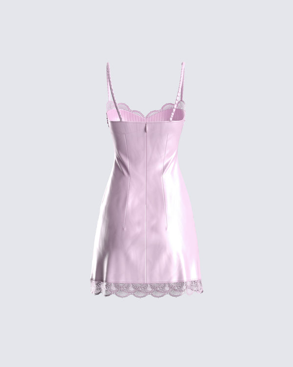 Finesse Ren Pink Satin Lace Mini Dress