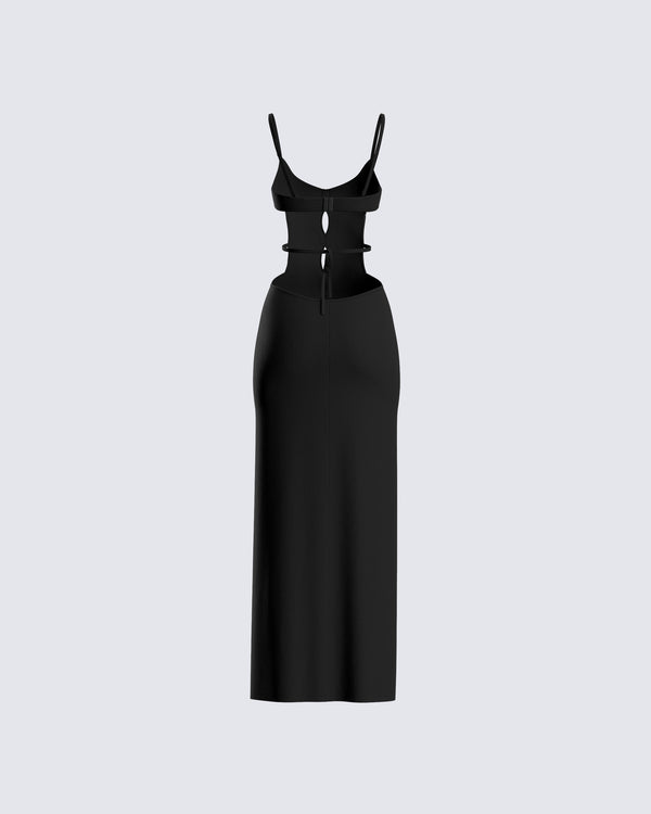 Finesse Renata Black Cut Out Maxi Dress