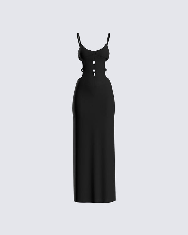 finesse Renata Black Cut Out Maxi Dress