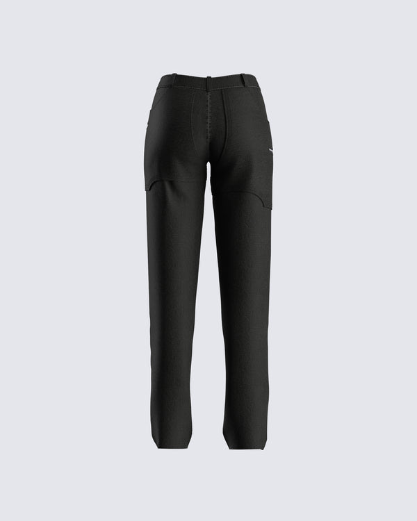 Finesse Renya Black Denim Paneled Jean