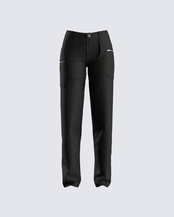 finesse Renya Black Denim Paneled Jean