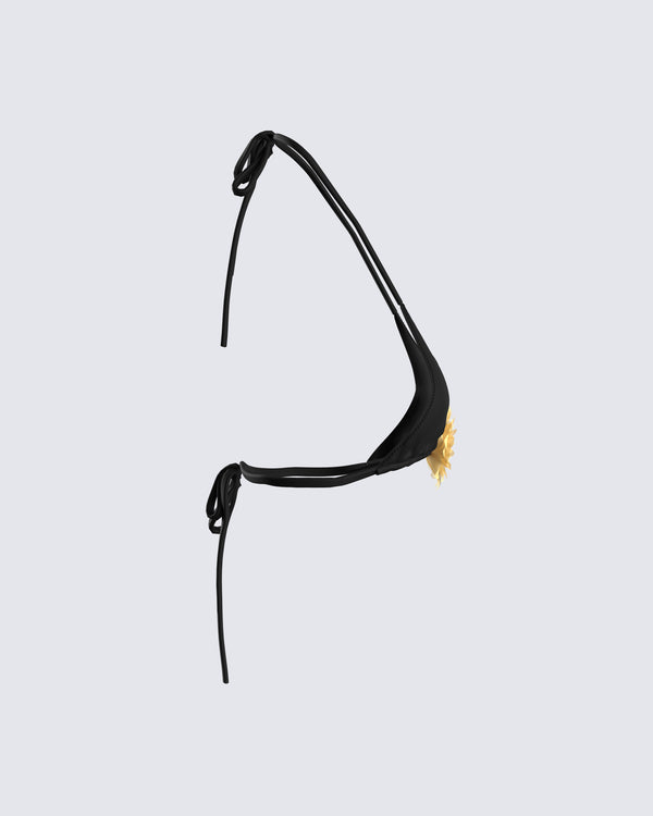 Finesse Revel Black Bikini Flower Top