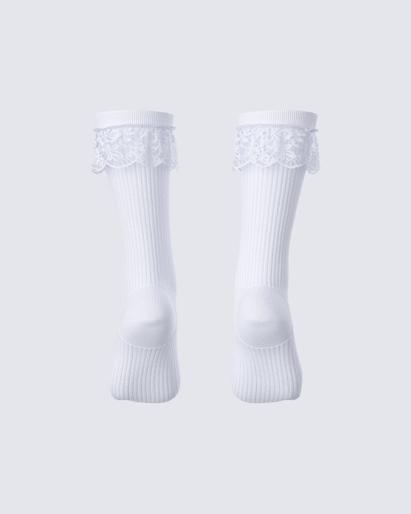 Finesse Rhoda White Lace Ankle Socks