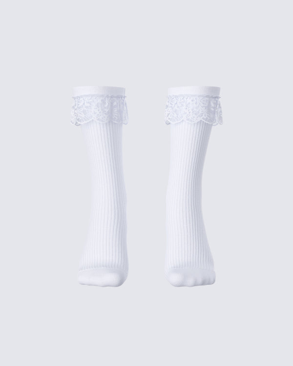 finesse Rhoda White Lace Ankle Socks