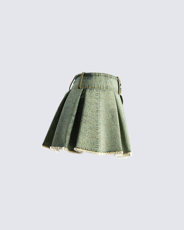 Finesse Richelle Washed Denim Mini Skirt