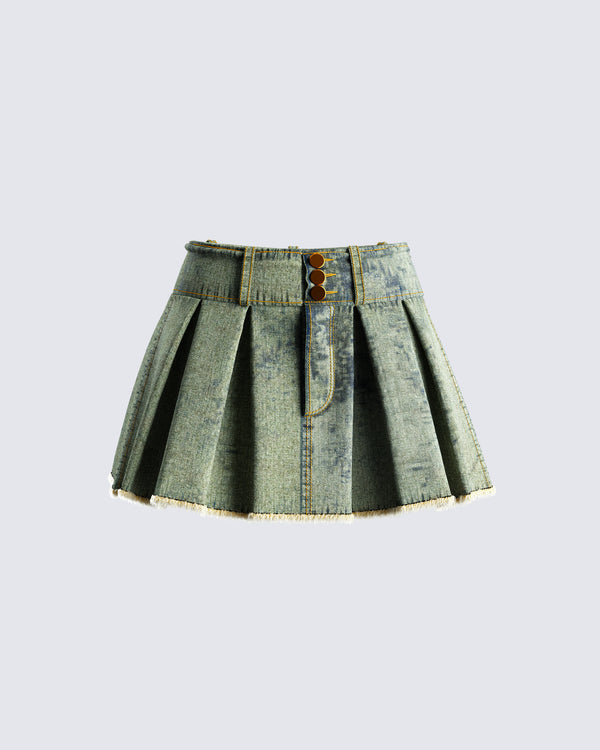 finesse Richelle Washed Denim Mini Skirt