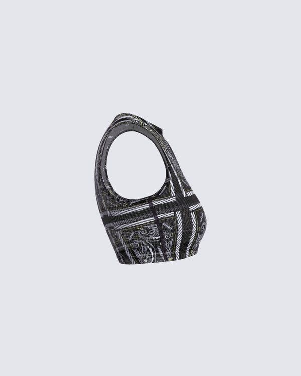 Finesse Rikku Black Bandana Mesh Crop Top