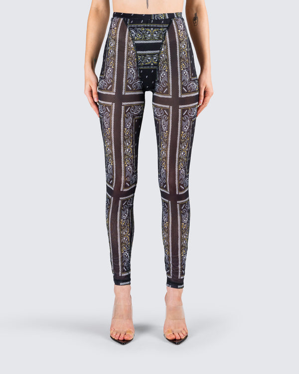Finesse Rikku Black Bandana Mesh Leggings