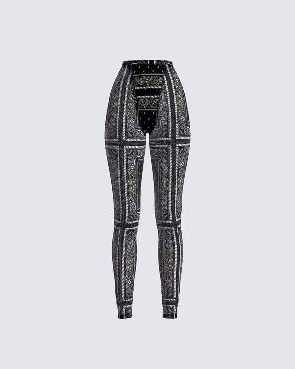 finesse Rikku Black Bandana Mesh Leggings