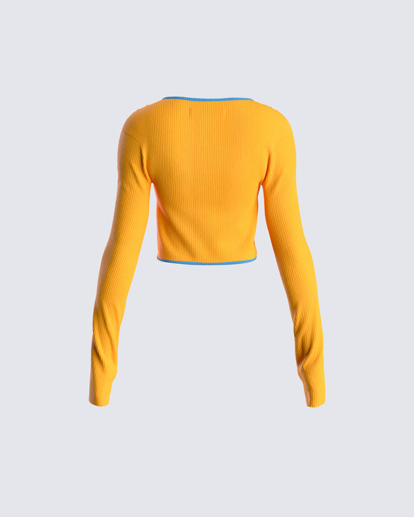 Finesse Riley Orange Long Sleeve Top
