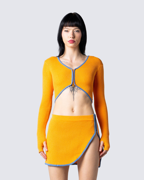 Finesse Riley Orange Long Sleeve Top