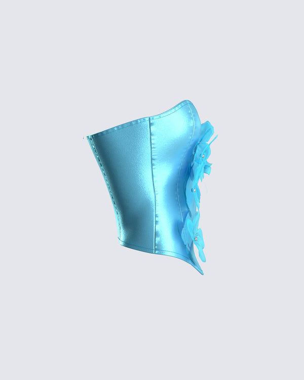 Finesse River Blue Flower Corset Top