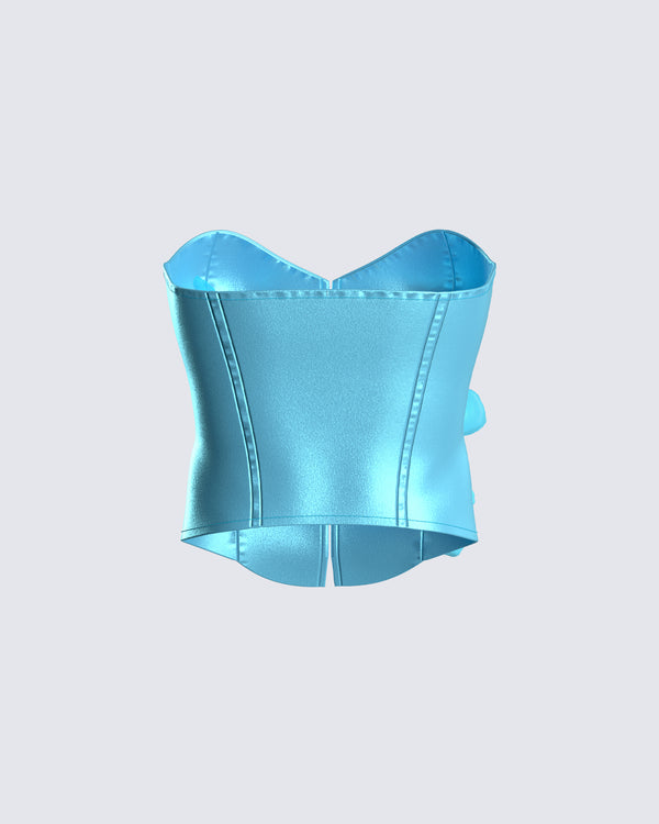 Finesse River Blue Flower Corset Top