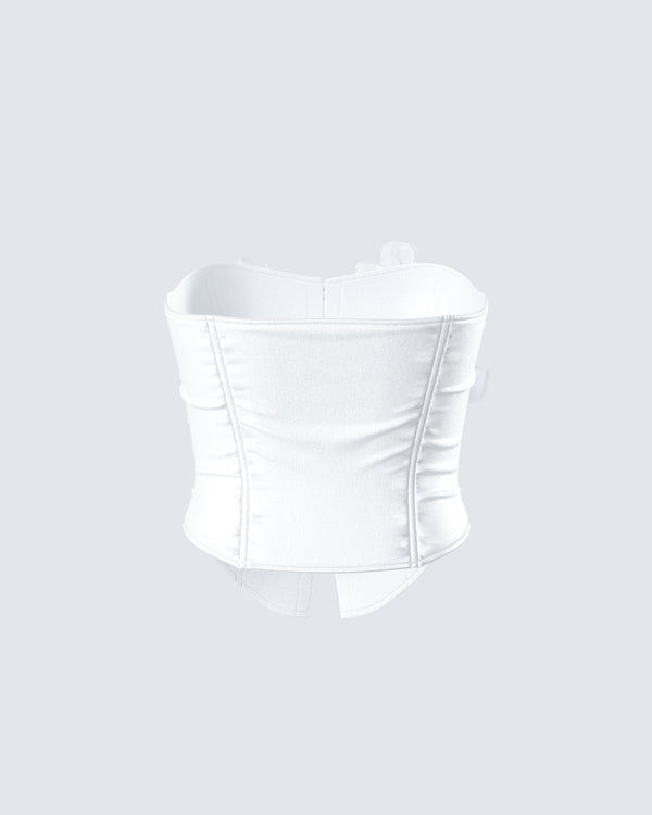 Finesse Rivi White Flower Corset Top