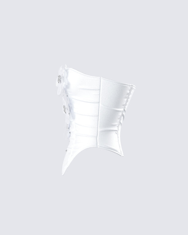 Finesse Rivi White Flower Corset Top
