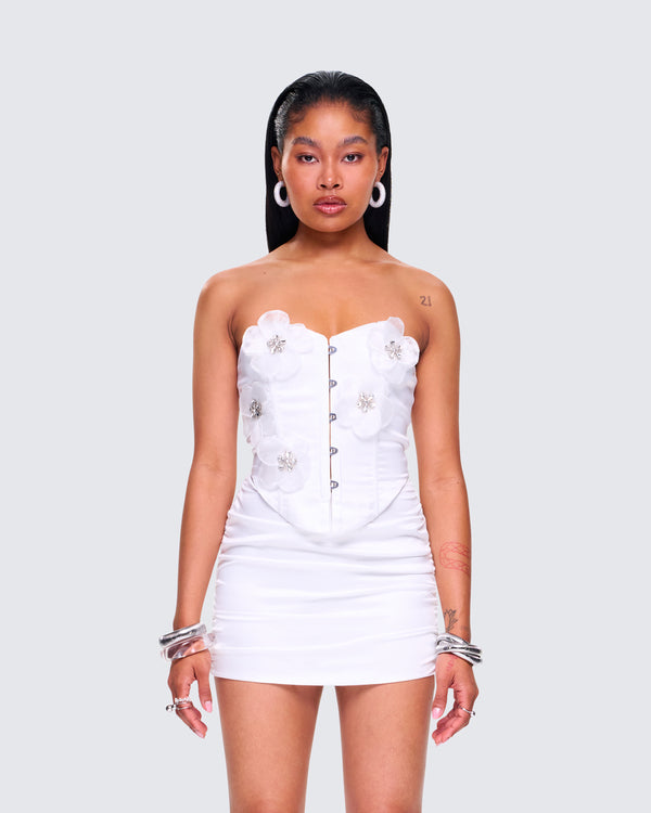 Finesse Rivi White Flower Corset Top
