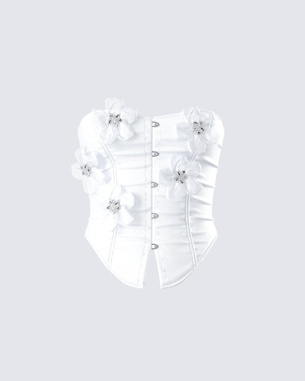 finesse Rivi White Flower Corset Top