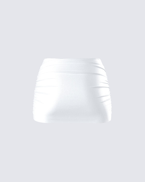 Finesse Rivi White Satin Micro Mini Skirt