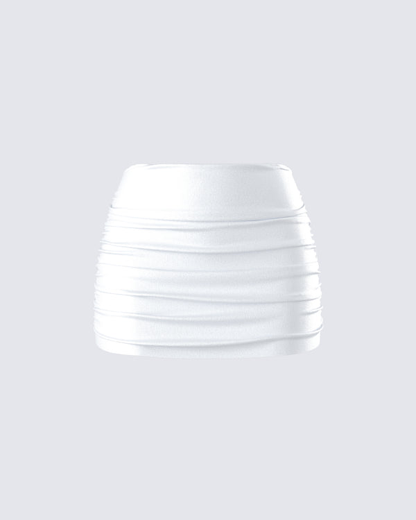 finesse Rivi White Satin Micro Mini Skirt